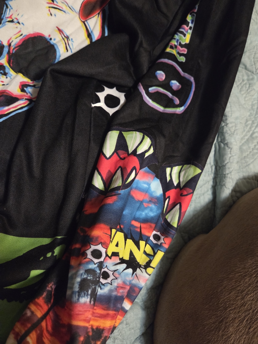 Black Graphic Performance Hoodie with Multicolor Anime Panels - Picture 11 of 11